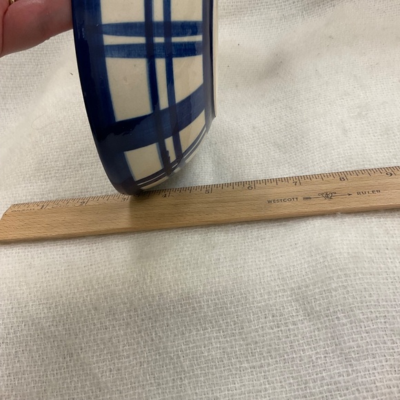 Handcrafted Ceramic Bowl Blue Checked Pattern Made in India - Picture 6 of 7